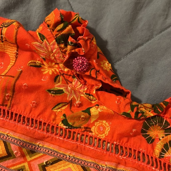 FARM RIO Red Secret Garden Organic Cotton Blouse - Picture 3 of 3